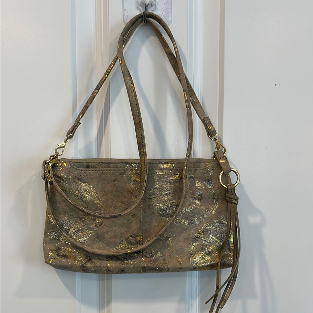Hobo Gold Metallic Convertible Crossbody Bag